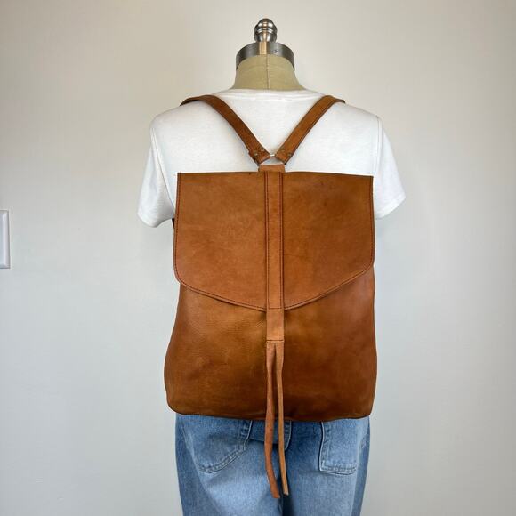 Raven + Lily Handcrafted Soft Natural Leather Brown Tan Backpack - Picture 12 of 13